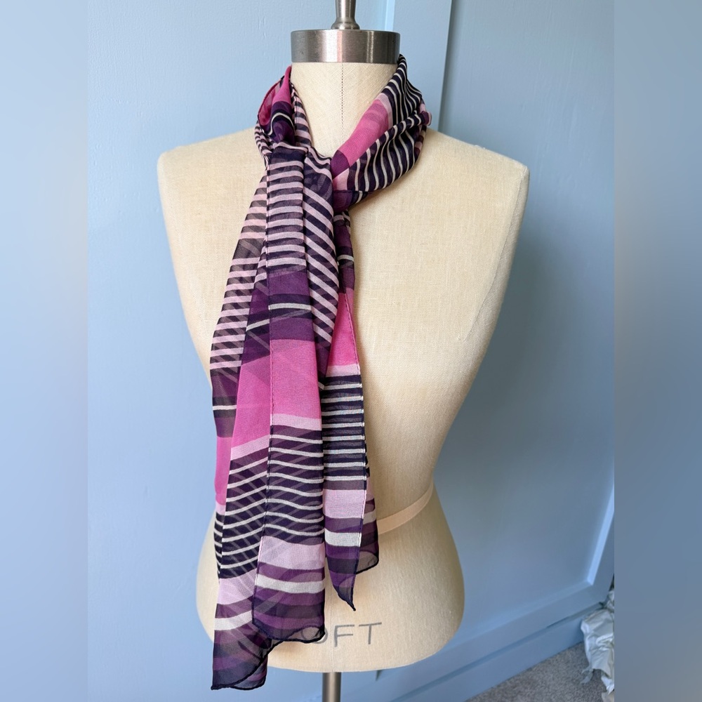 Elegant Striped Scarf in Pink and Purple